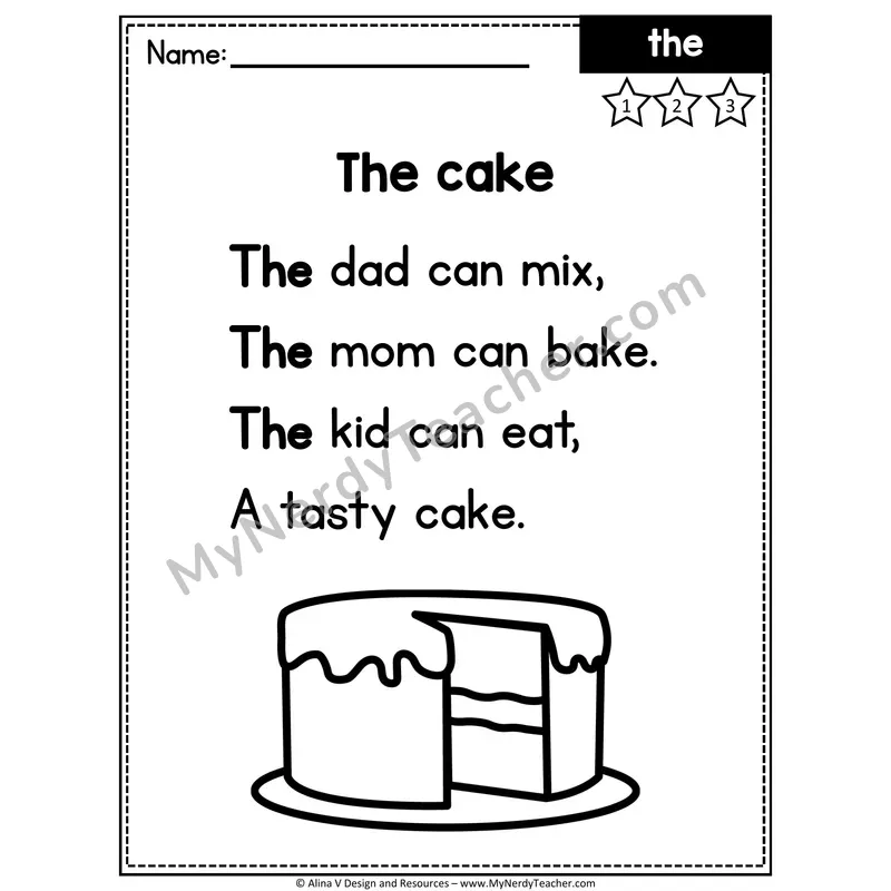 Pre-K Sight Word Poem — The
