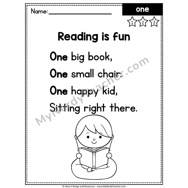 Pre-K Sight Word Poem — One