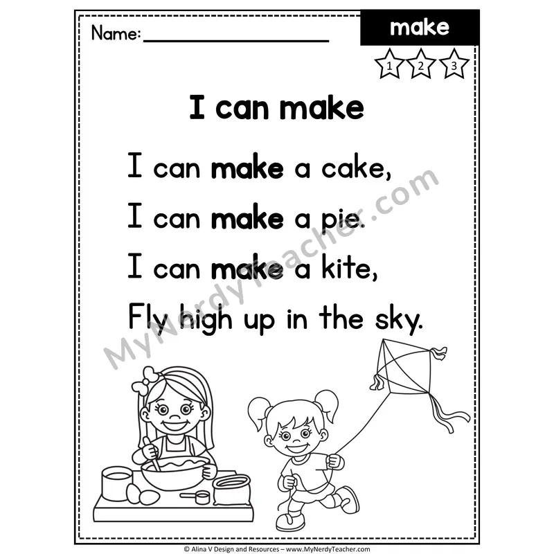 Pre-K Sight Word Poem — Make