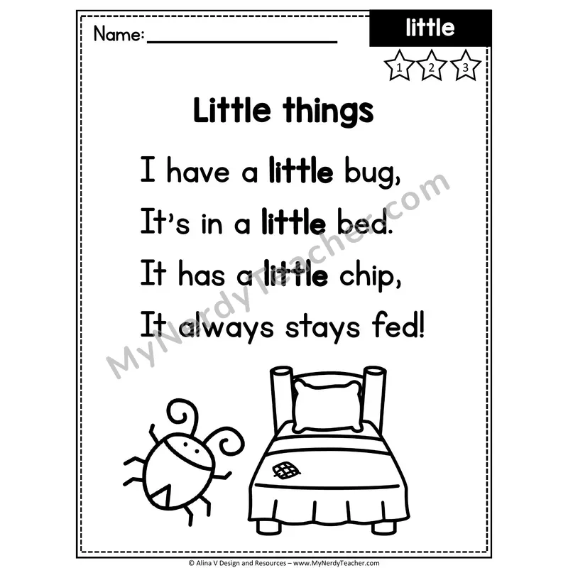 Pre-K Sight Word Poem — Little