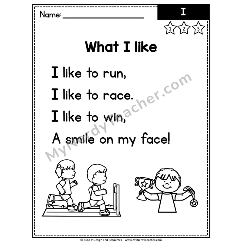Pre-K Sight Word Poem — I