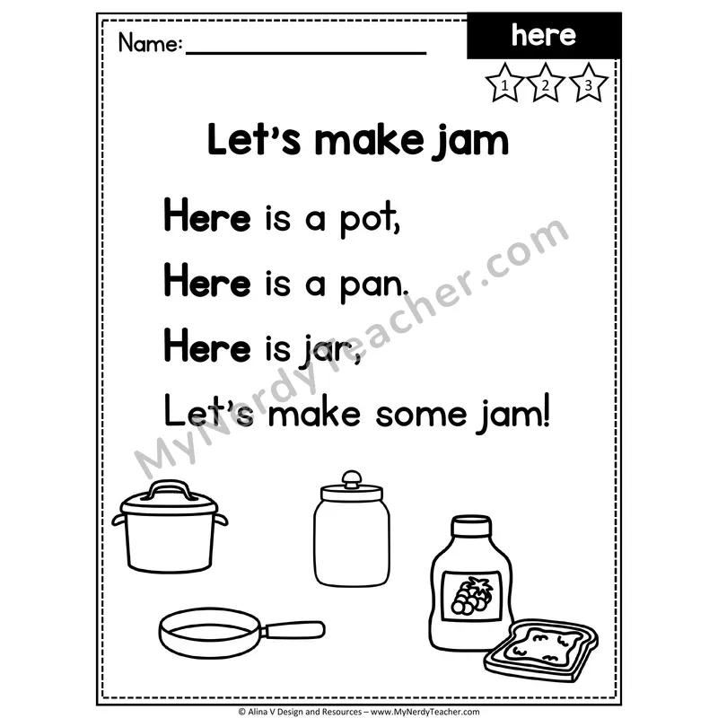 Pre-K Sight Word Poem — Here