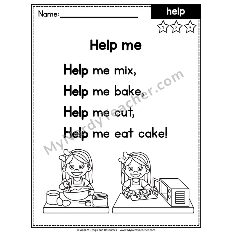 Pre-K Sight Word Poem — Help