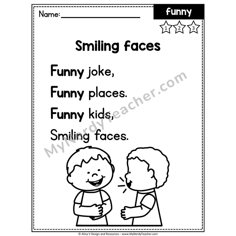 Pre-K Sight Word Poem — Funny