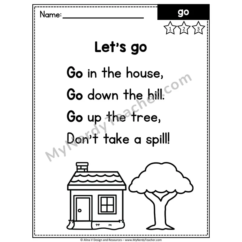 Pre-K Sight Word Poem — Go