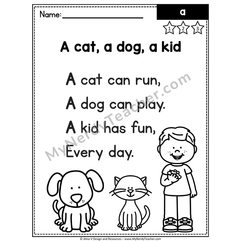 Pre-K Sight Word Poem — A