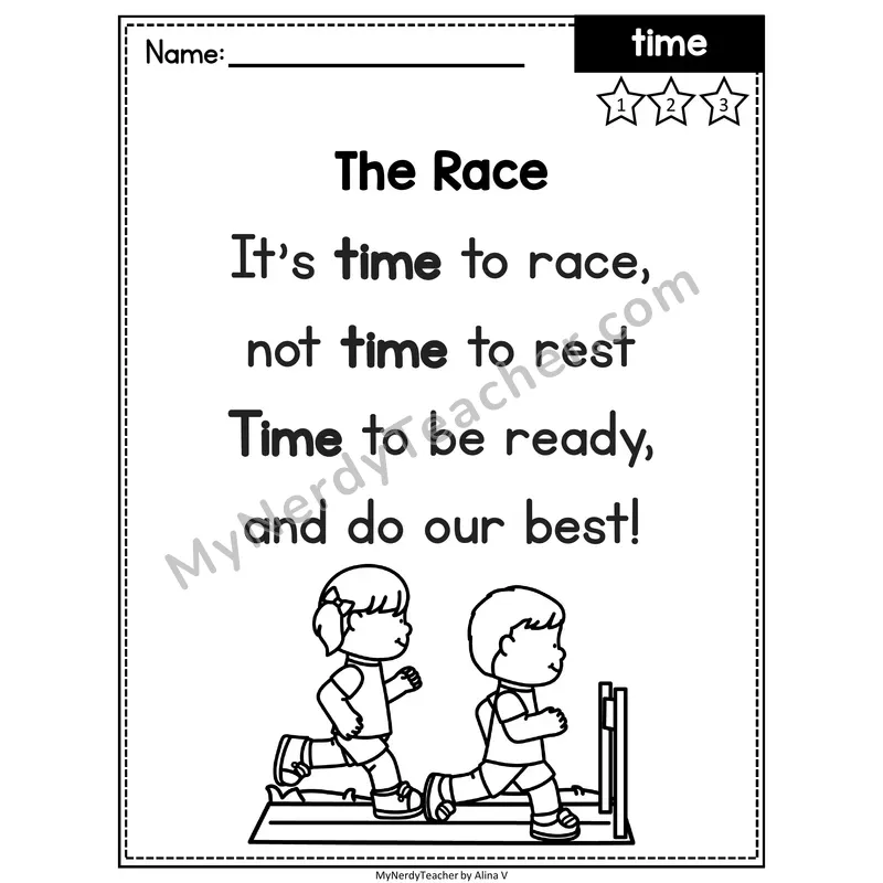 Fry Sight Word Poem — Time