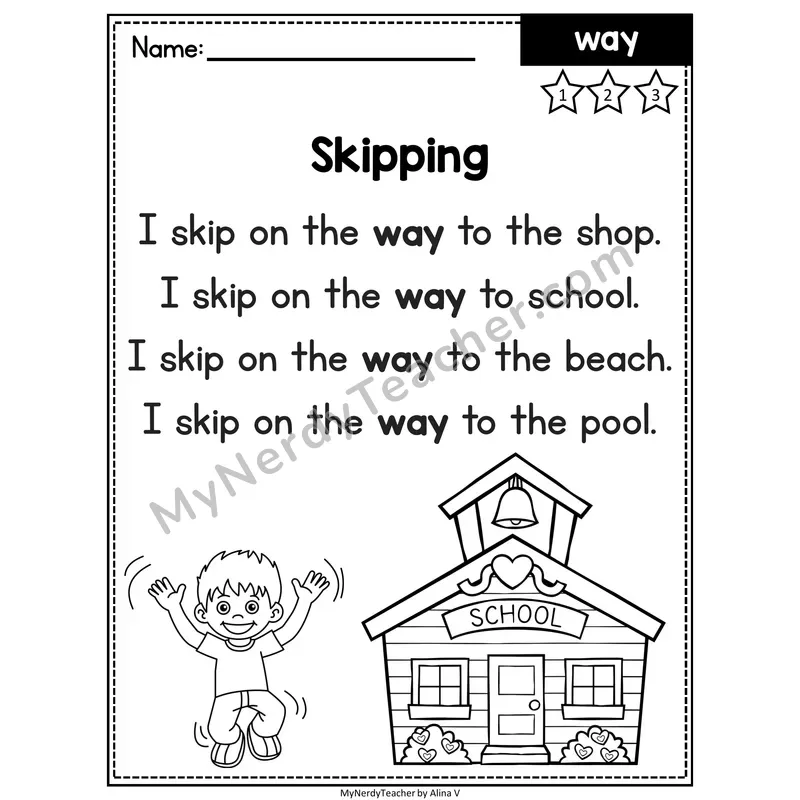 Fry Sight Word Poem — Way