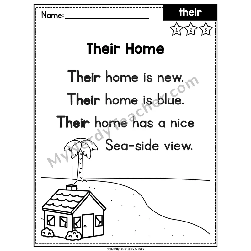 Fry Sight Word Poem — Their