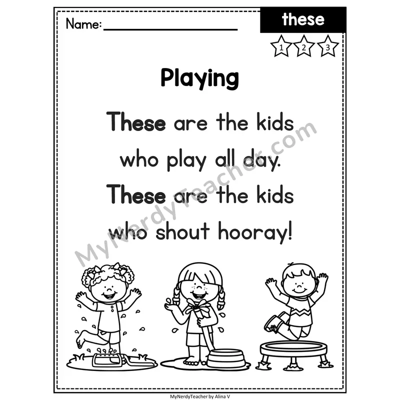 Fry Sight Word Poem — These