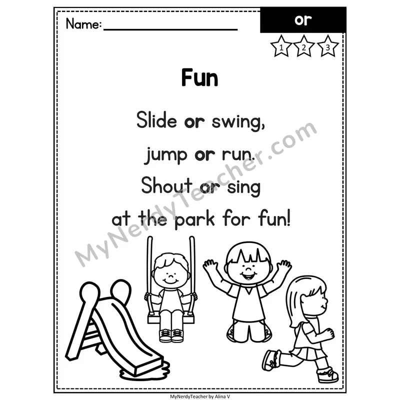 Fry Sight Word Poem — Or