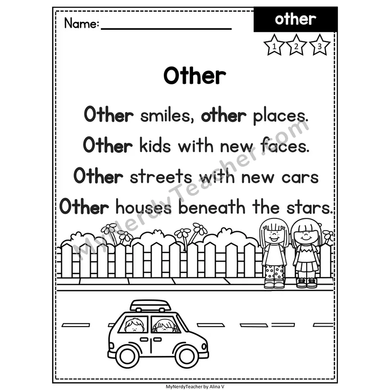 Fry Sight Word Poem — Other