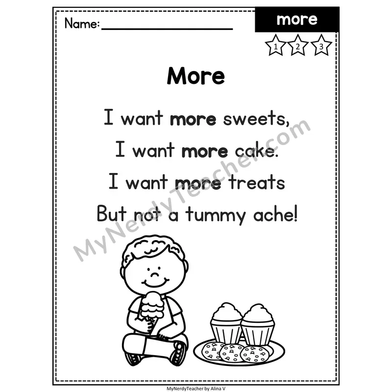 Fry Sight Word Poem — More