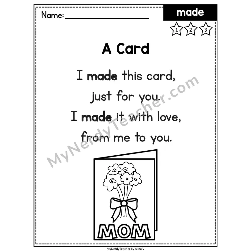 Fry Sight Word Poem — Made