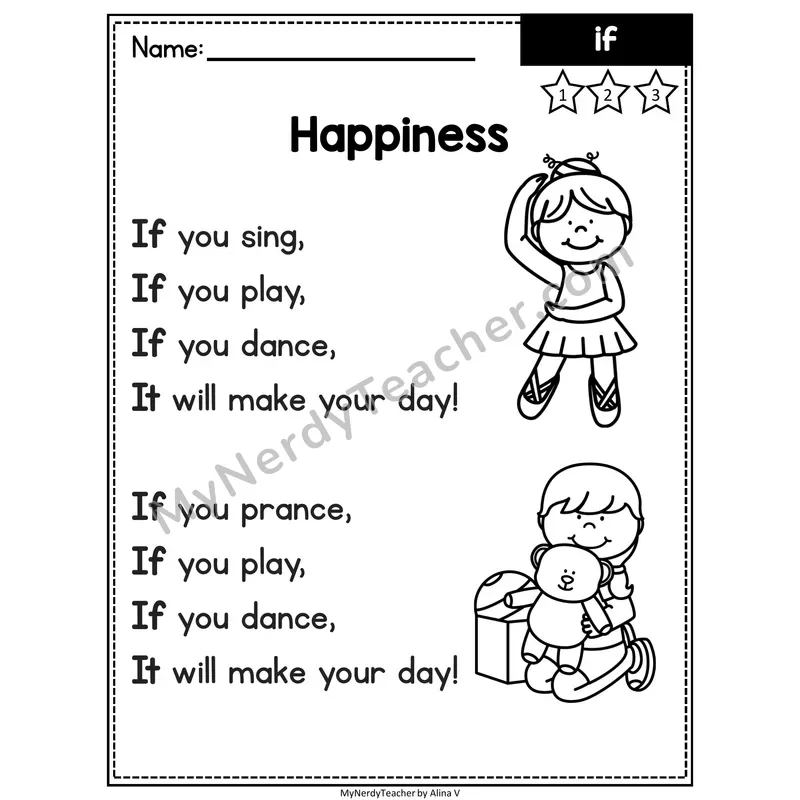 Fry Sight Word Poem — If