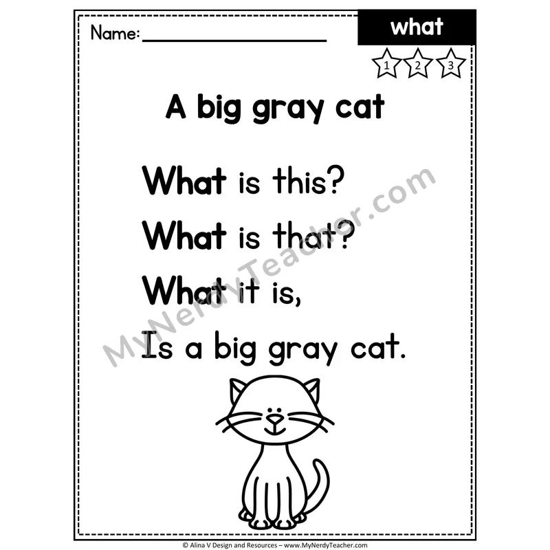 Kindergarten Sight Word Poem — What
