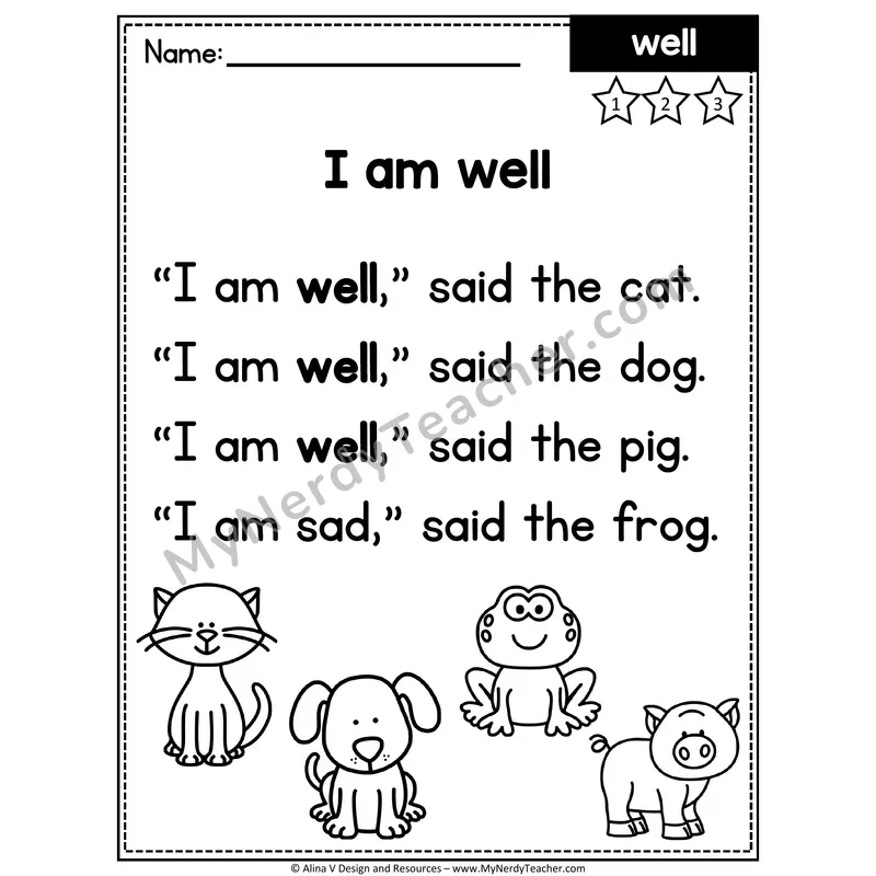 Kindergarten Sight Word Poem — Well