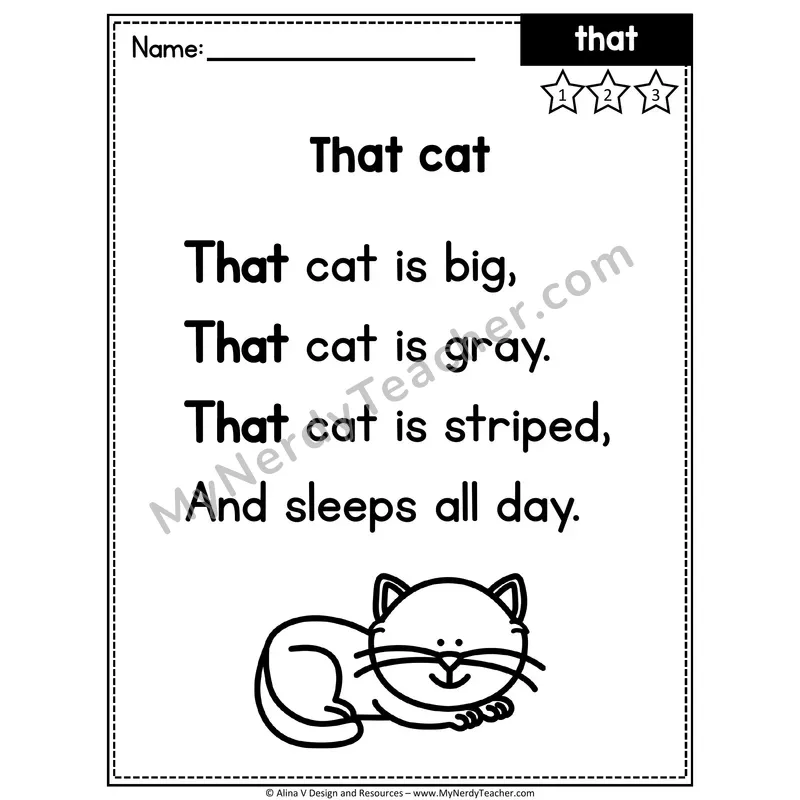 Kindergarten Sight Word Poem — That