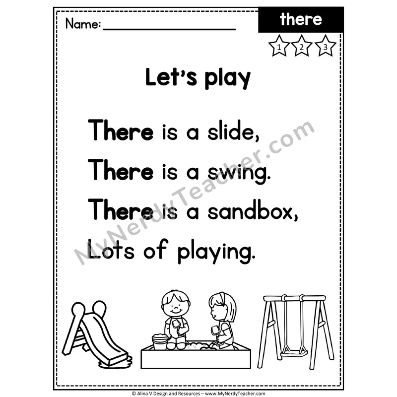 Kindergarten Sight Word Poem — There
