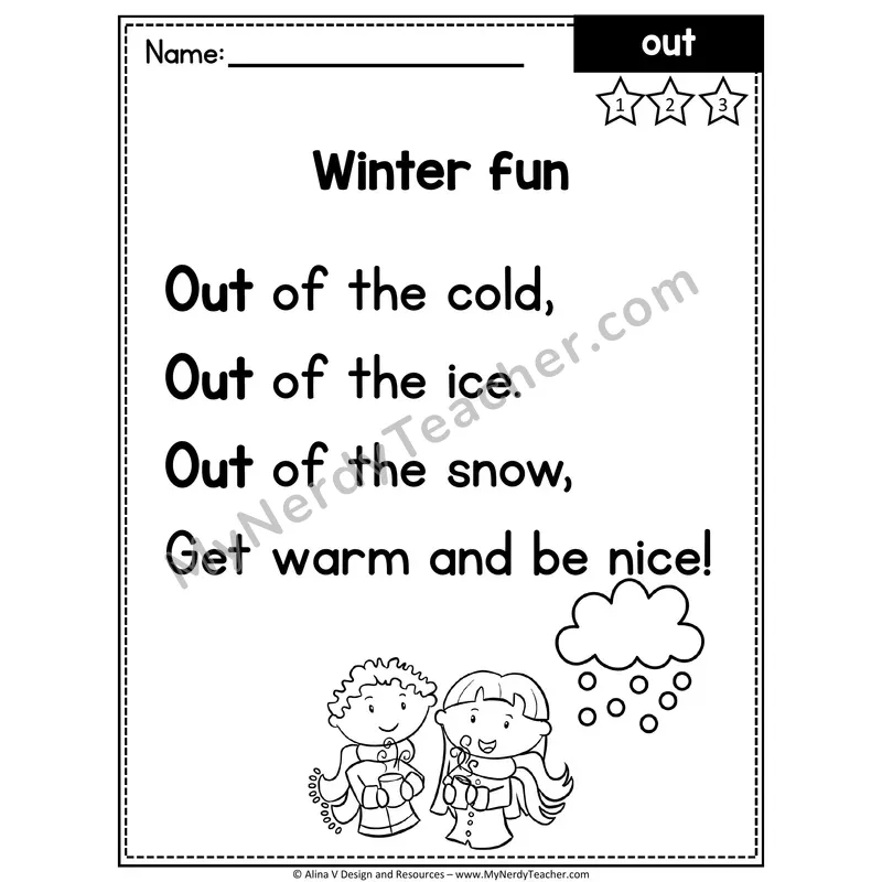 Kindergarten Sight Word Poem — Out