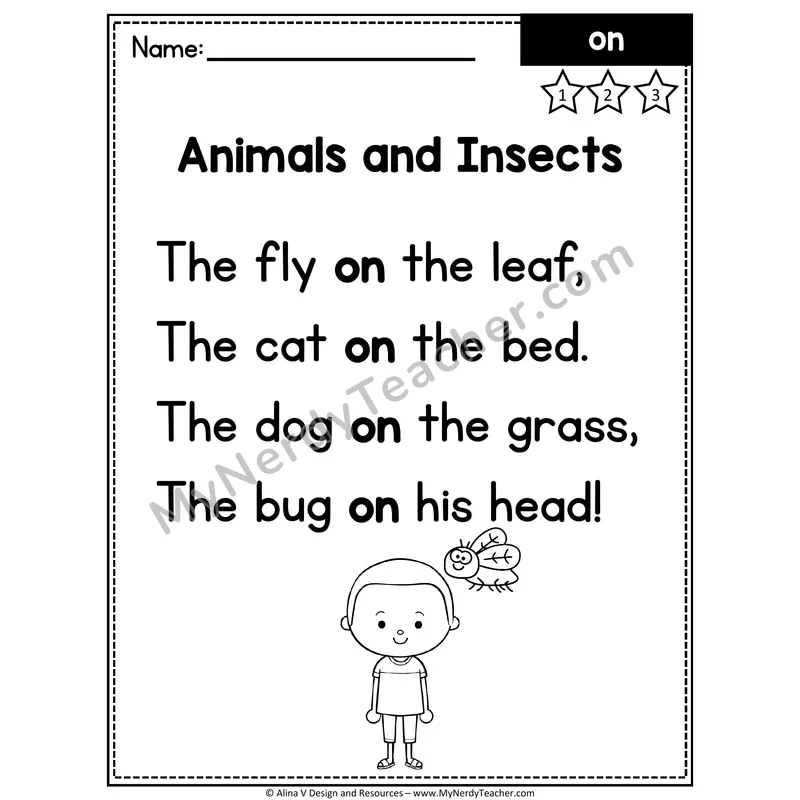 Kindergarten Sight Word Poem — On