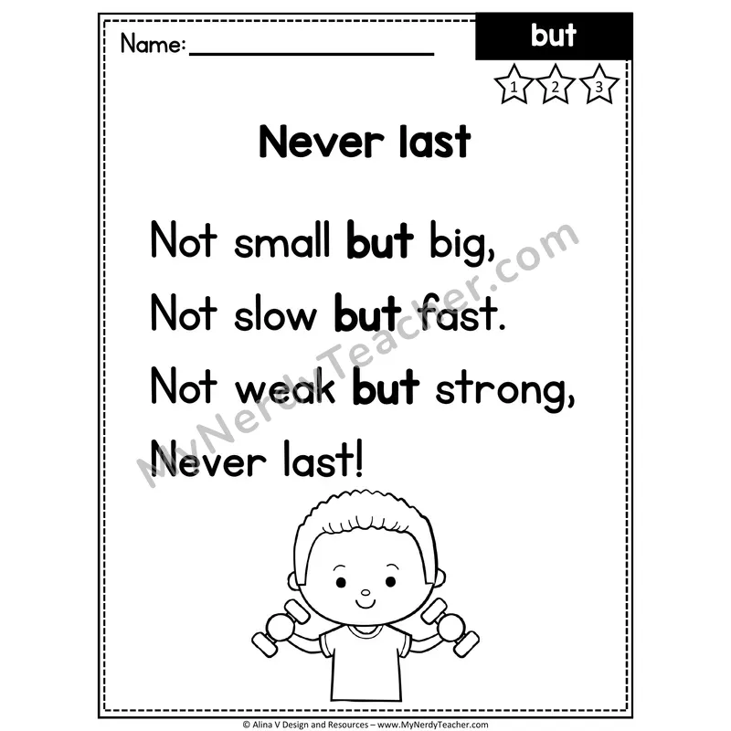 Kindergarten Sight Word Poem — But