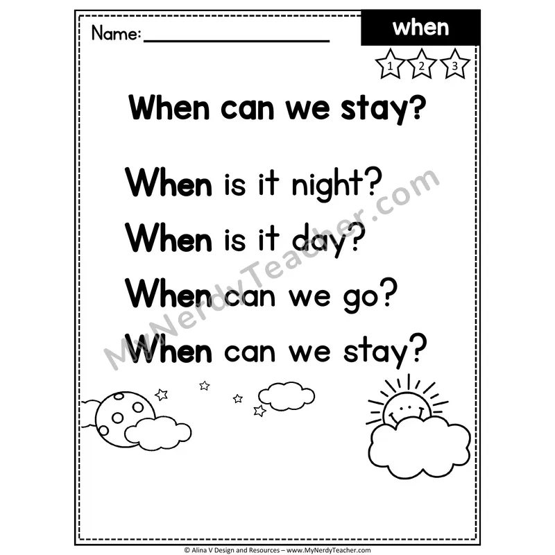 1st Grade Sight Word Poem — When