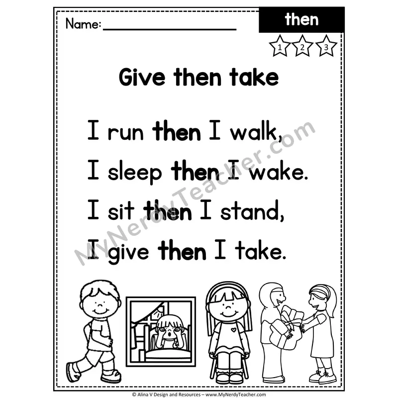 1st Grade Sight Word Poem — Then
