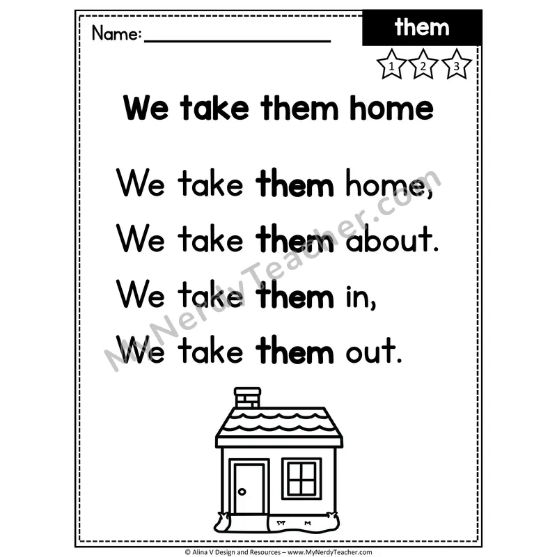 1st Grade Sight Word Poem — Them