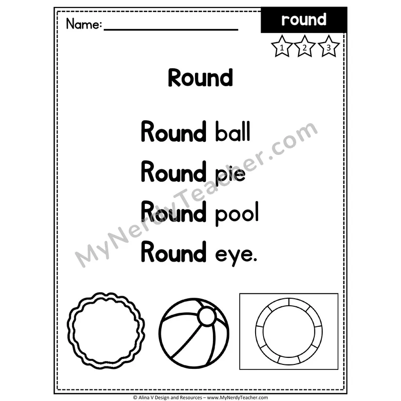 1st Grade Sight Word Poem — Round