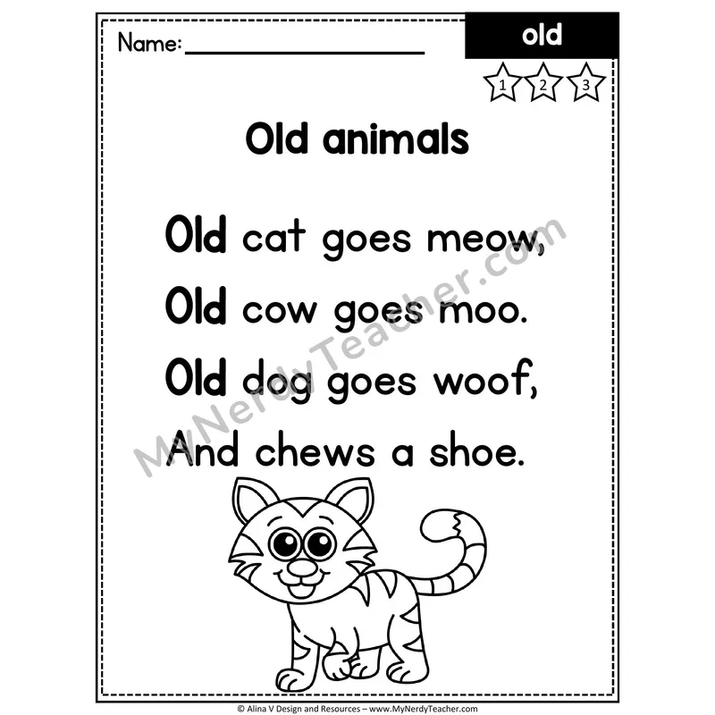 1st Grade Sight Word Poem — Old