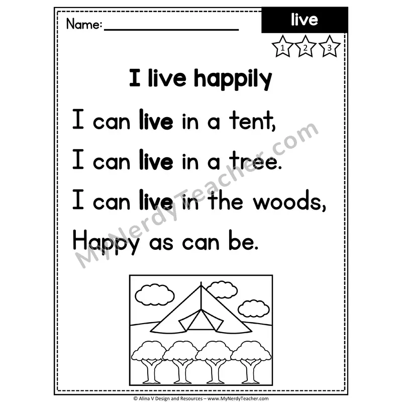 1st Grade Sight Word Poem — Live