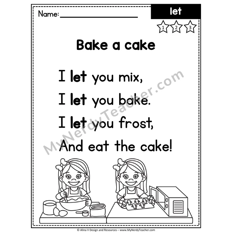 1st Grade Sight Word Poem — Let