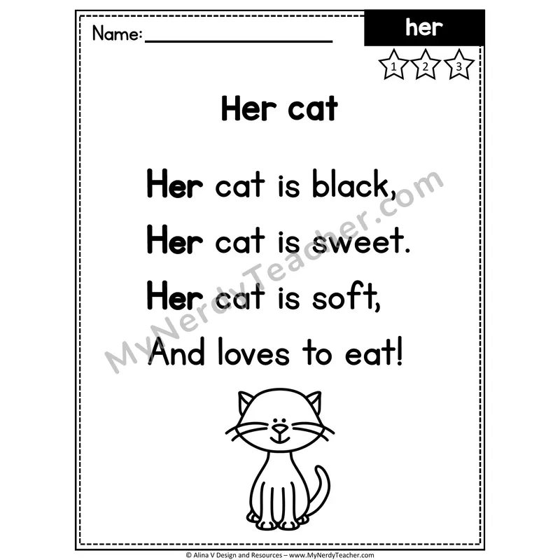 1st Grade Sight Word Poem — Her