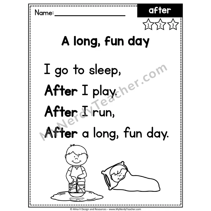 1st Grade Sight Word Poem — After