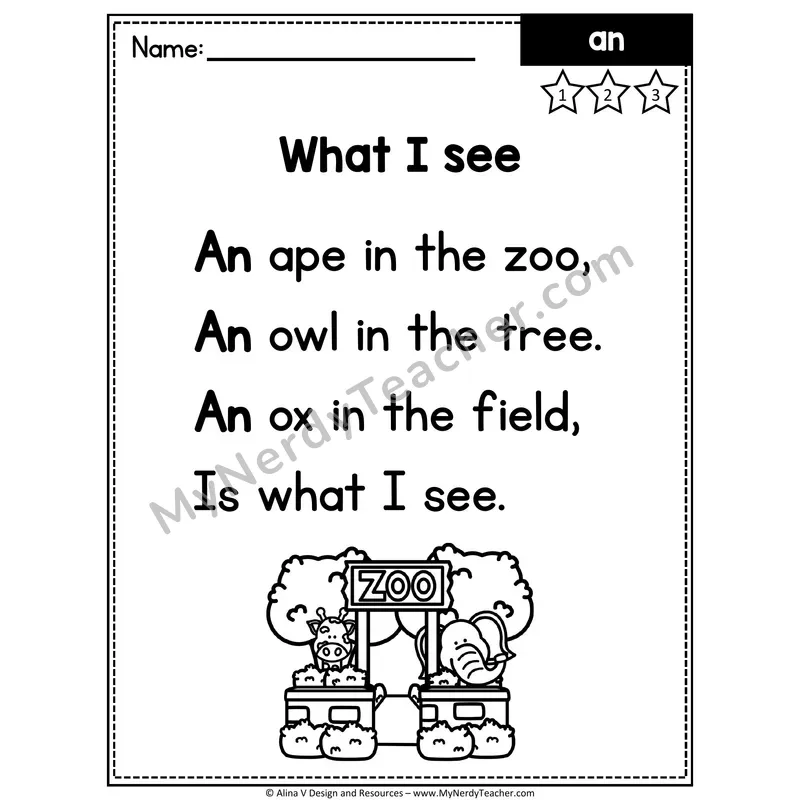 1st Grade Sight Word Poem — An