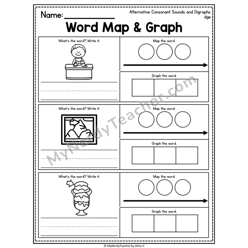 Alternative Consonant Sounds Word Map and Graph Worksheet