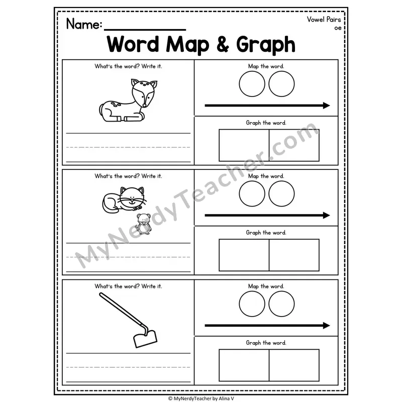 Vowel Teams Word Map and Graph Worksheet