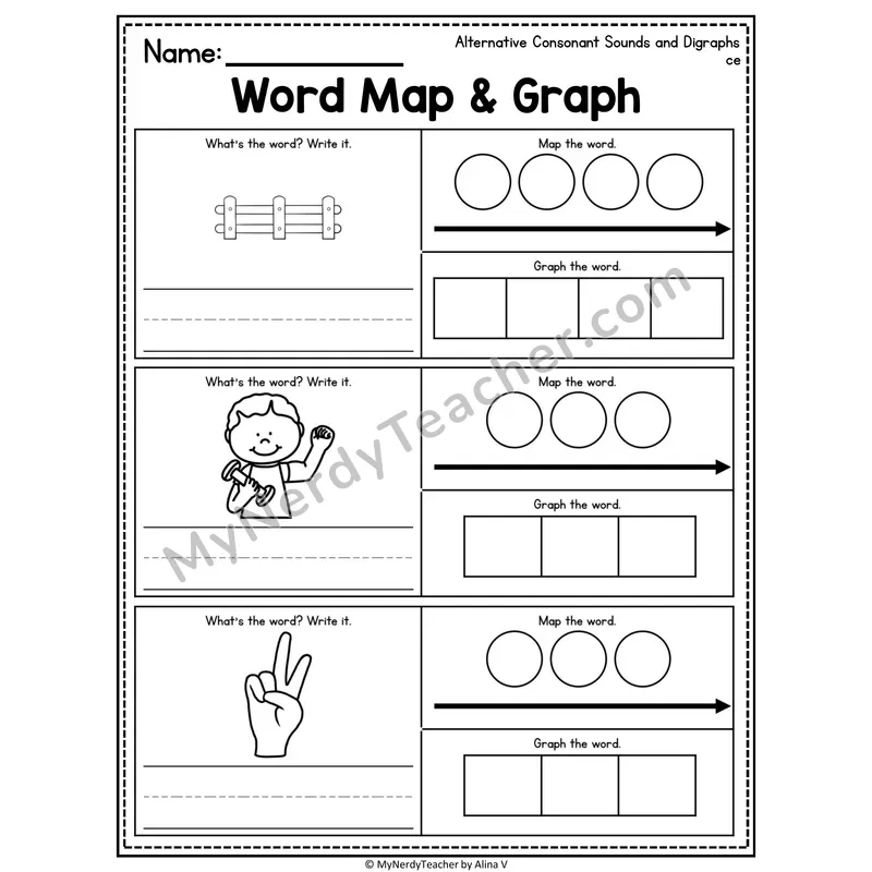 Alternative Consonant Sounds Word Map and Graph Worksheet