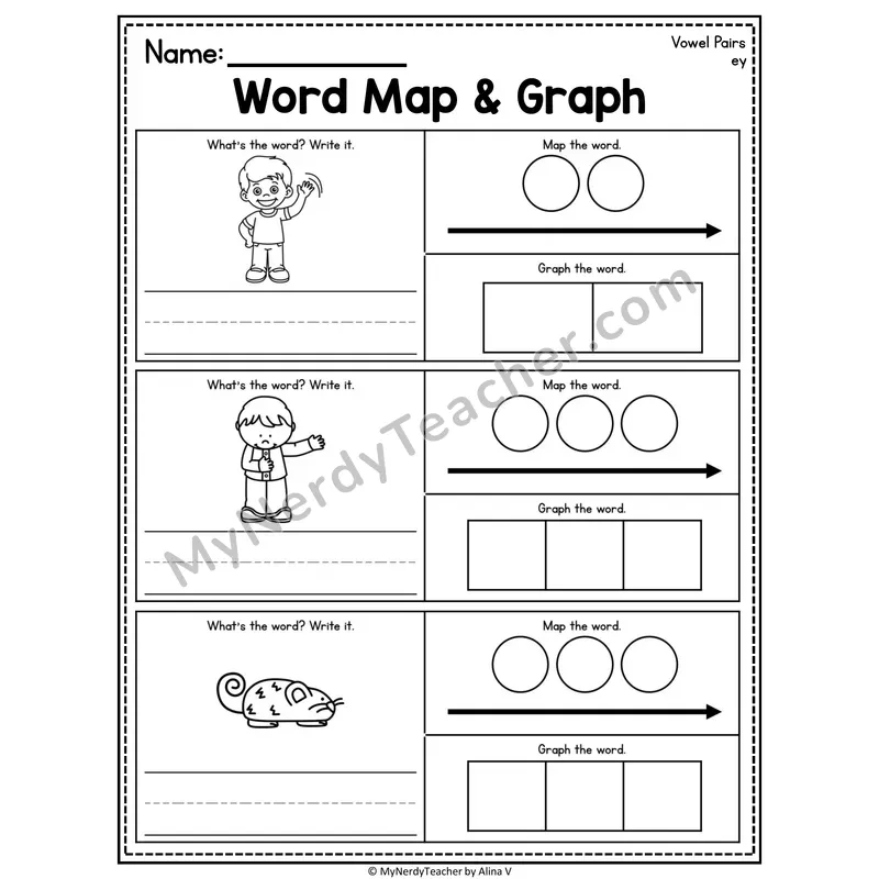 Vowel Teams Word Map and Graph Worksheet