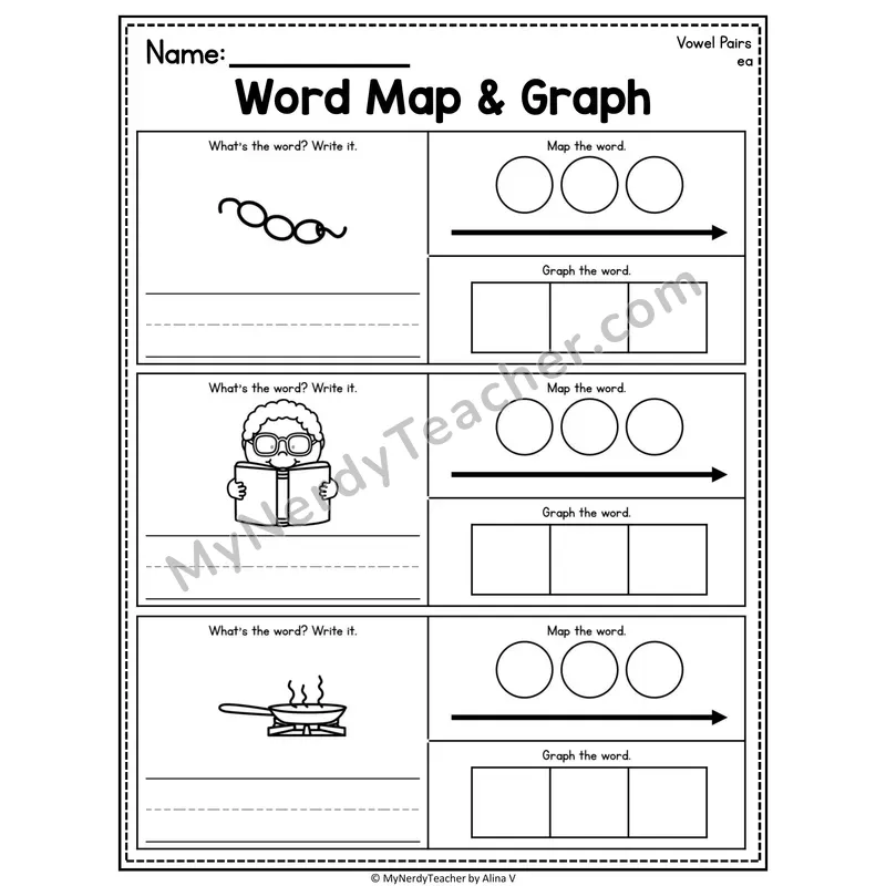 Vowel Teams Word Map and Graph Worksheet
