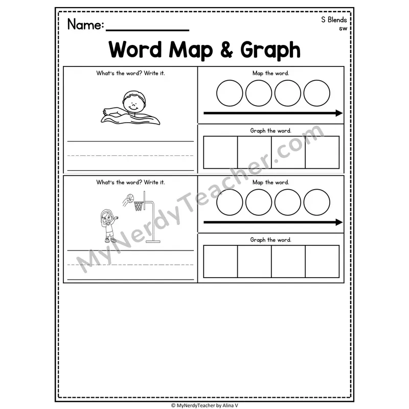 Consonant Blends Word Map and Graph Worksheet