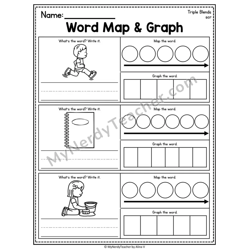 Consonant Blends Word Map and Graph Worksheet