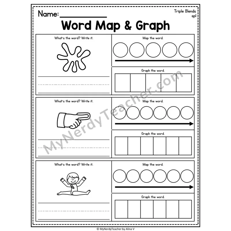 Consonant Blends Word Map and Graph Worksheet