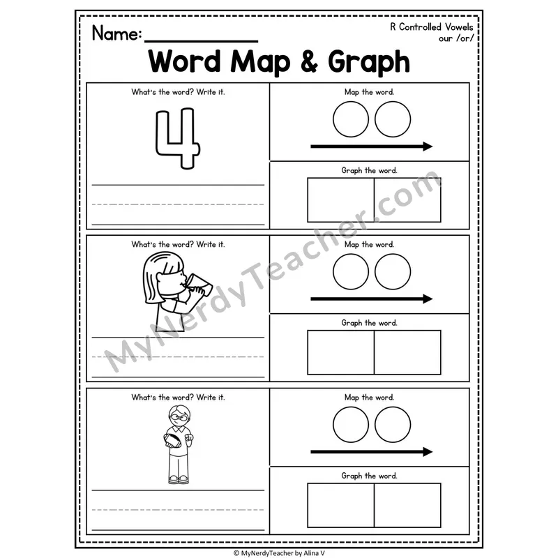 R-Controlled Vowels Word Map and Graph Worksheet