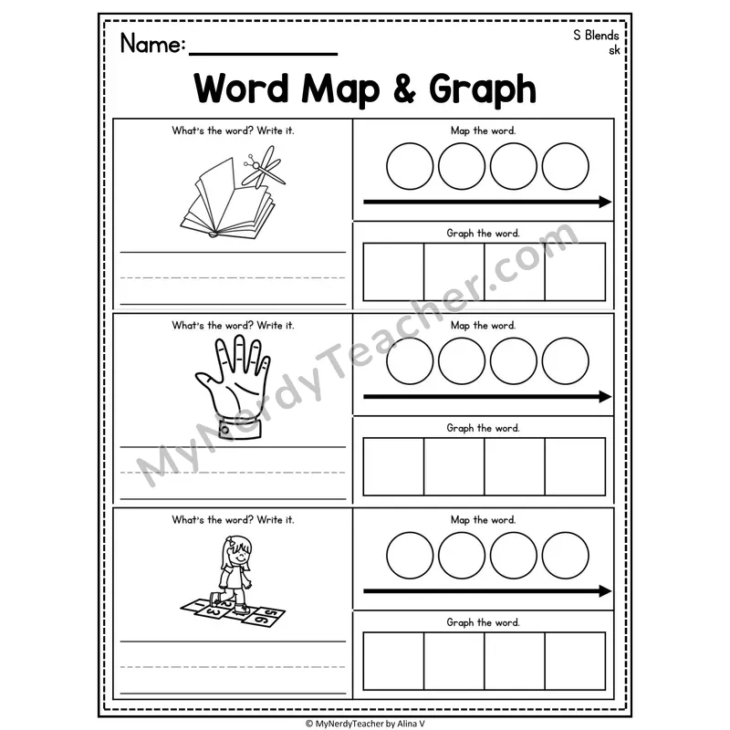 Consonant Blends Word Map and Graph Worksheet
