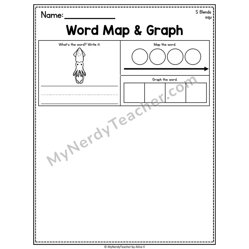Consonant Blends Word Map and Graph Worksheet