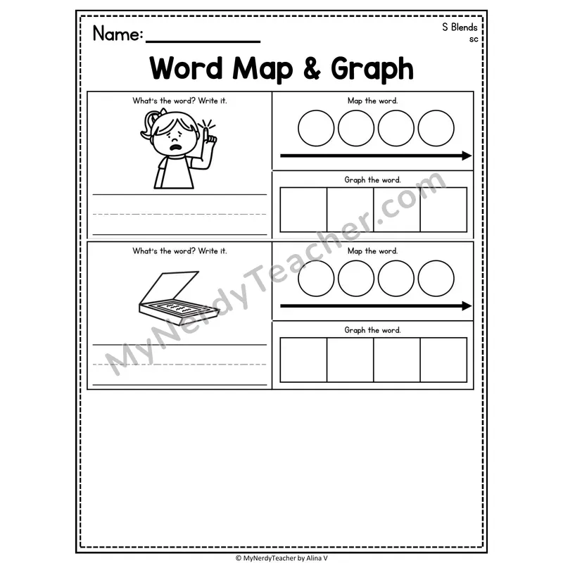 Consonant Blends Word Map and Graph Worksheet