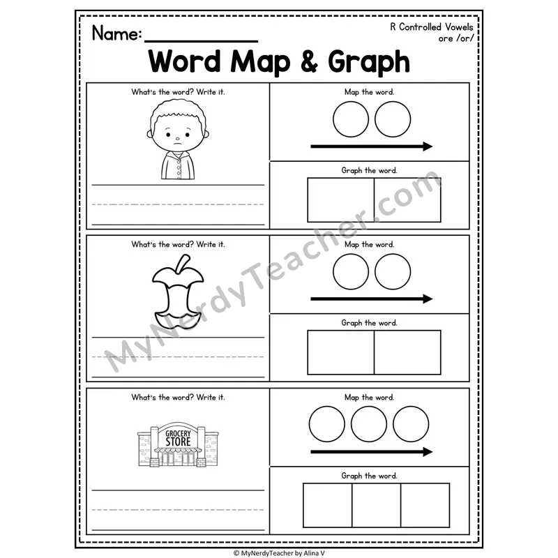 R-Controlled Vowels Word Map and Graph Worksheet