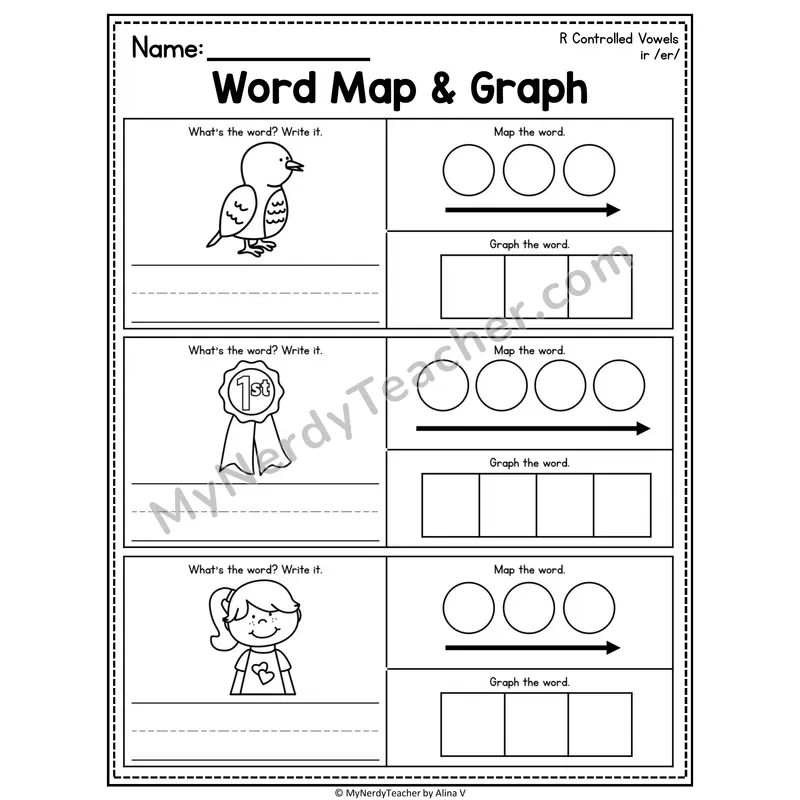 R-Controlled Vowels Word Map and Graph Worksheet